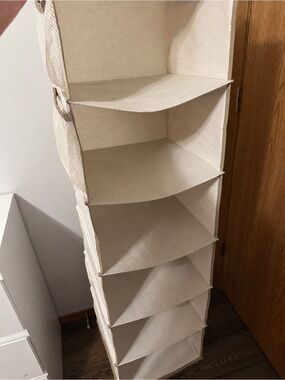 Essential 6 Row Hanging Closet Organizer in Cream